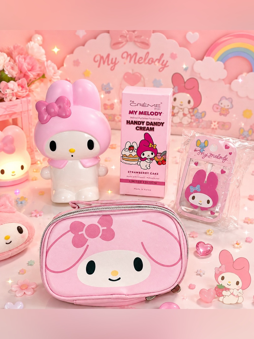 Sanrio My Melody Kawaii Bundle Pouch Hand Cream & Accessories